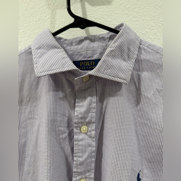 Polo Ralph Lauren Purple White Plaid Button Down Collared Shirt Size 16.5 32-33 - Picture 3 of 16